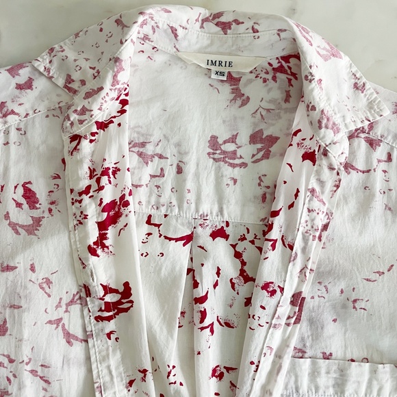 White and Red Buttoned Maxi Dress with Notched Collar - Picture 7 of 7